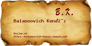 Balassovich Kenéz névjegykártya